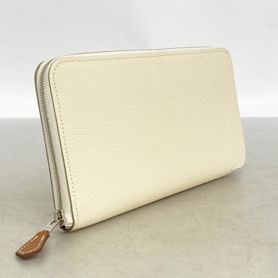 【6db2161】エルメス 長財布 アザップロングシルクイン ヴォーエプソン ライム シルバー金具 □Q刻印【中古】レディース HERMES - 【6db2161】エルメス 長財布 アザップロングシルクイン