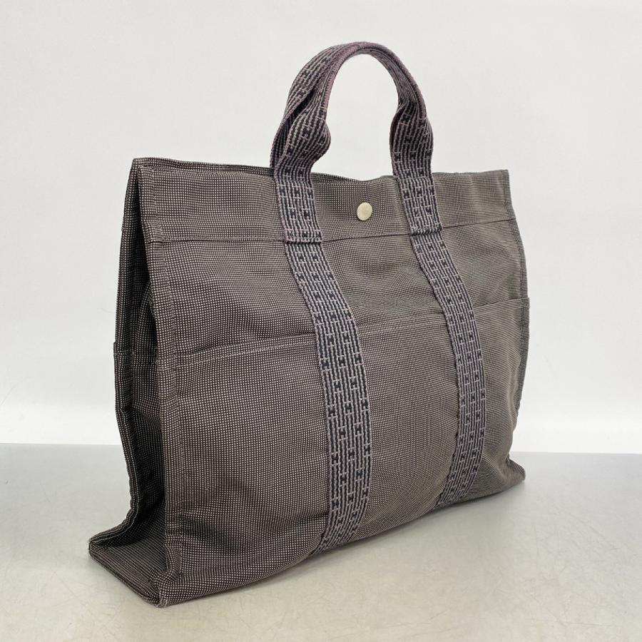 【6eb0999-k】エルメス トートバッグ エールラインMM キャンバス グレー シルバー金具【中古】メンズ レディース ユニセックス_1