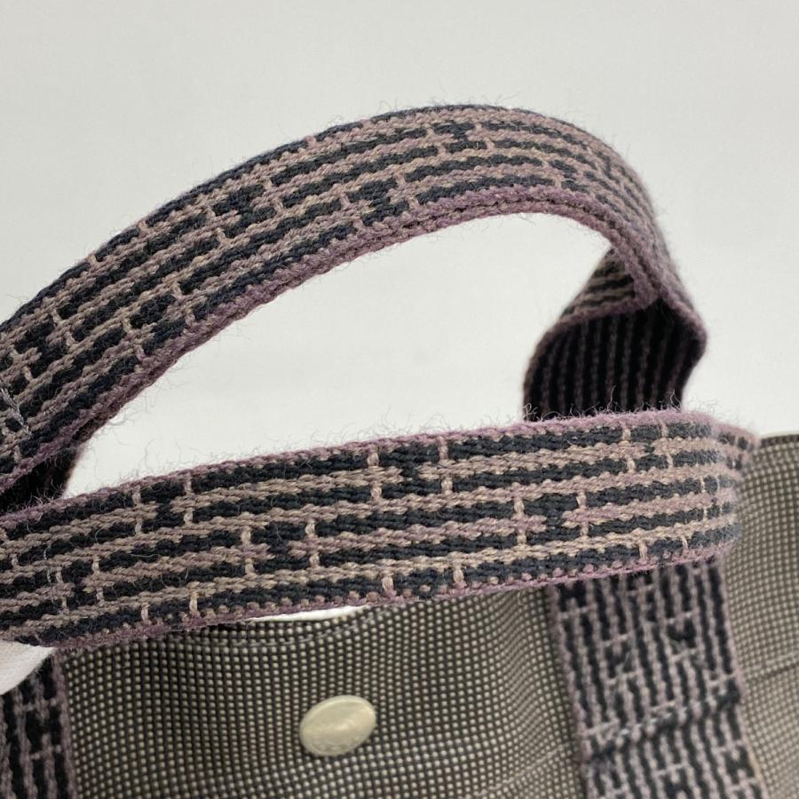 【6eb0999-k】エルメス トートバッグ エールラインMM キャンバス グレー シルバー金具【中古】メンズ レディース ユニセックス_6