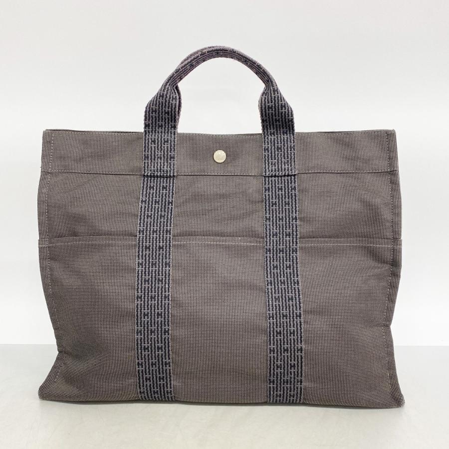 【6ee5952-k】エルメス トートバッグ エールラインMM キャンバス グレー シルバー金具【中古】メンズ レディース ユニセックス_9