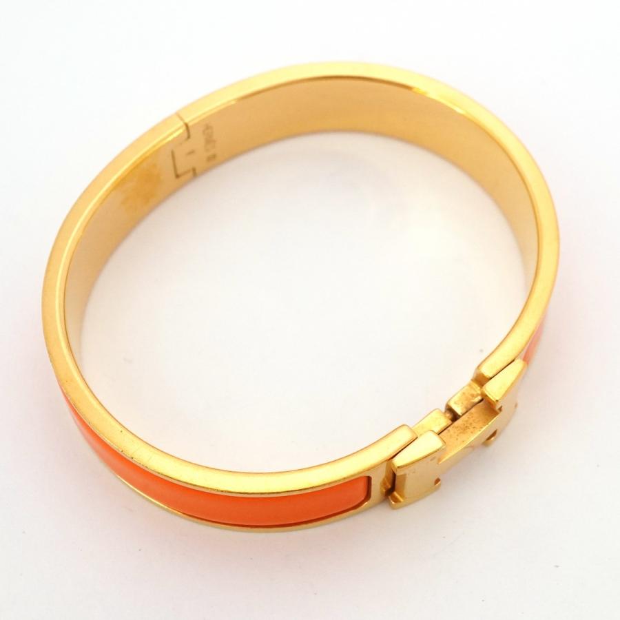 HERMES クリッククラックPM バングル メッキ シルバー オレンジ