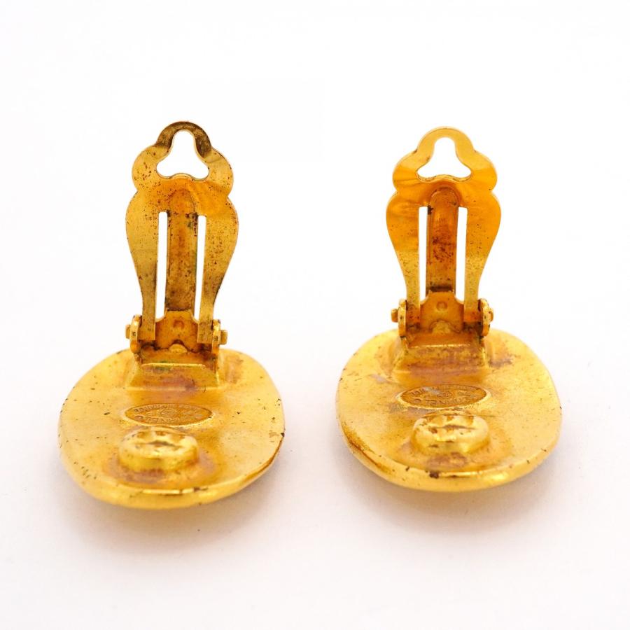 【6jdb0145-k】シャネル イヤリング ヴィンテージ ココマーク オーバル GPメッキ ゴールド【中古】レディース_6