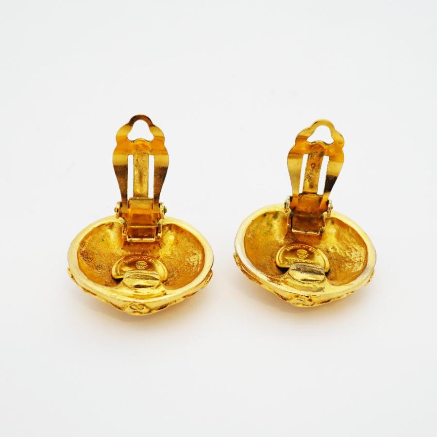 【6jdb0541】シャネル イヤリング ヴィンテージ ココマーク 丸型 サークル GPメッキ ゴールド【中古】レディース