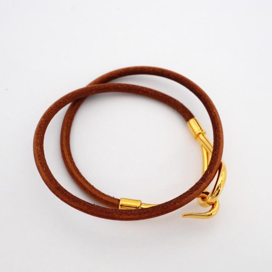 美品 HERMES エルメス ジャンボ ブレスレット フック ブラウン ゴールド HERMES（エルメス） 【6jdb0983-k】エルメス ブレスレット ジャンボ