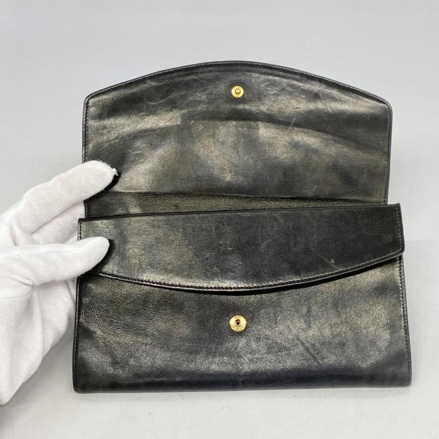 CHANEL 【5ge6246-h】シャネル 長札入れ ラムスキン ブラック ゴールド  