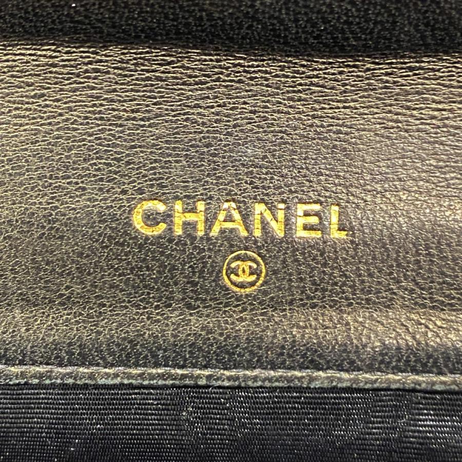 CHANEL 【5ge6246-h】シャネル 長札入れ ラムスキン ブラック ゴールド  
