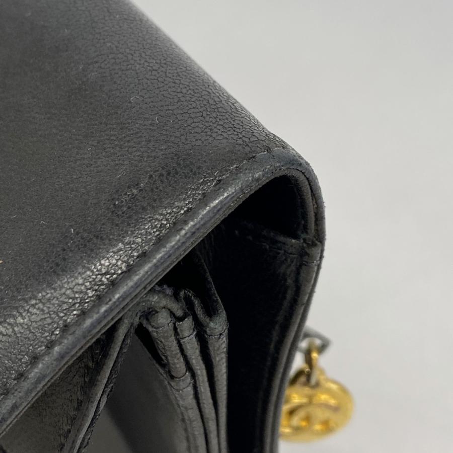 CHANEL 【5ge6246-h】シャネル 長札入れ ラムスキン ブラック ゴールド  