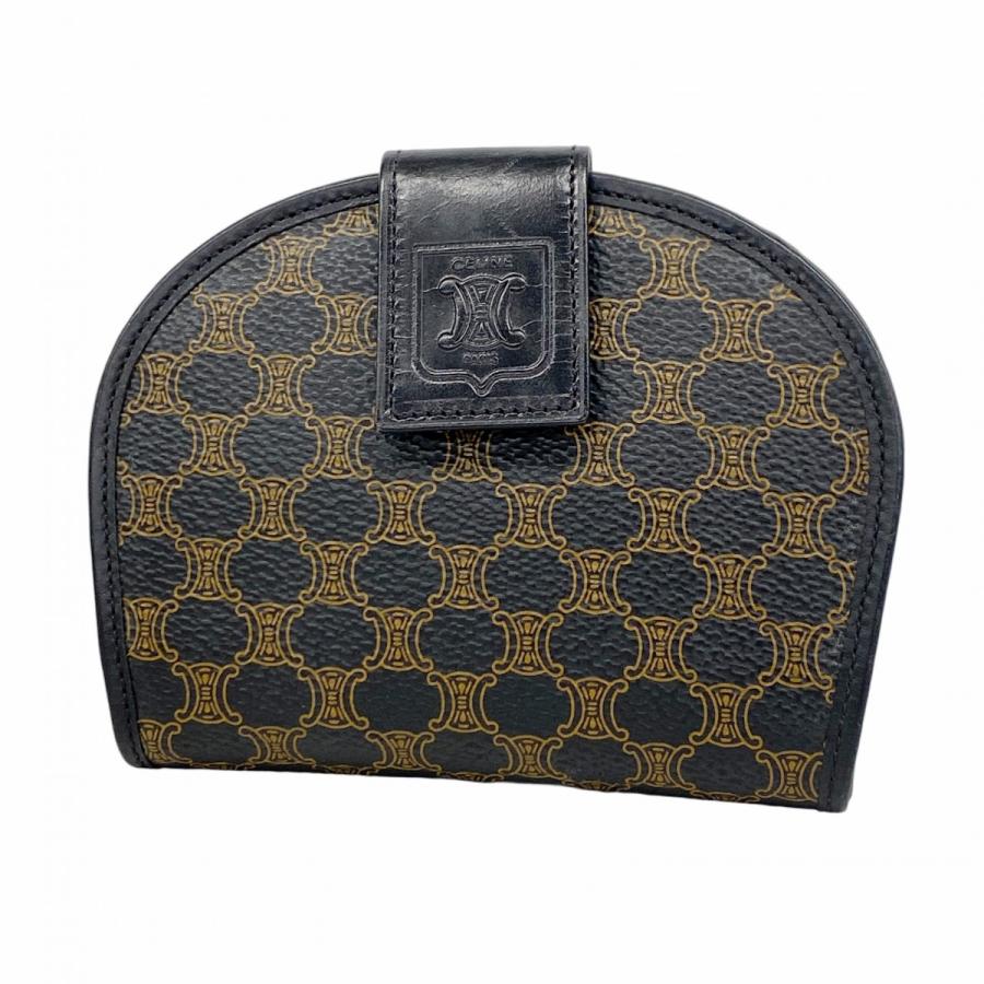 CELINE 【5hb1244-h】セリーヌ 財布 マカダム PVC ブラック ゴールド  