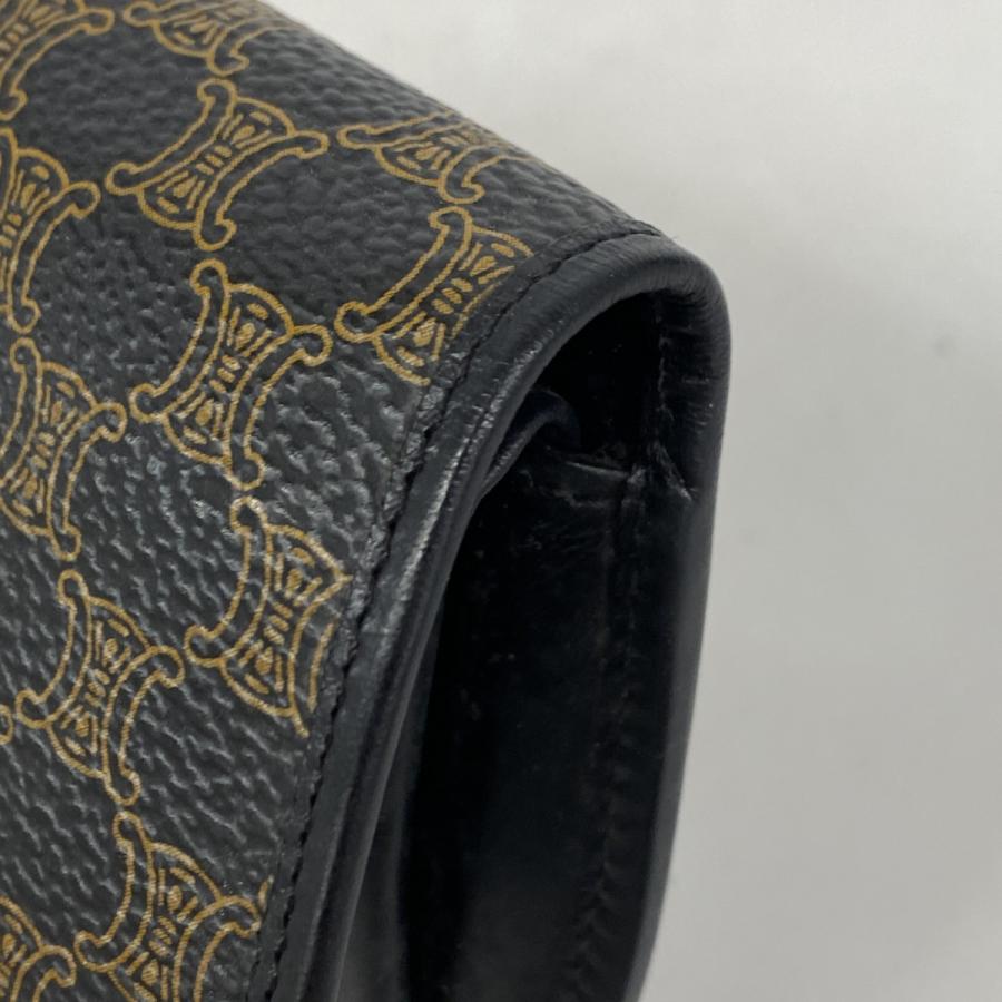 CELINE 【5hb1244-h】セリーヌ 財布 マカダム PVC ブラック ゴールド  
