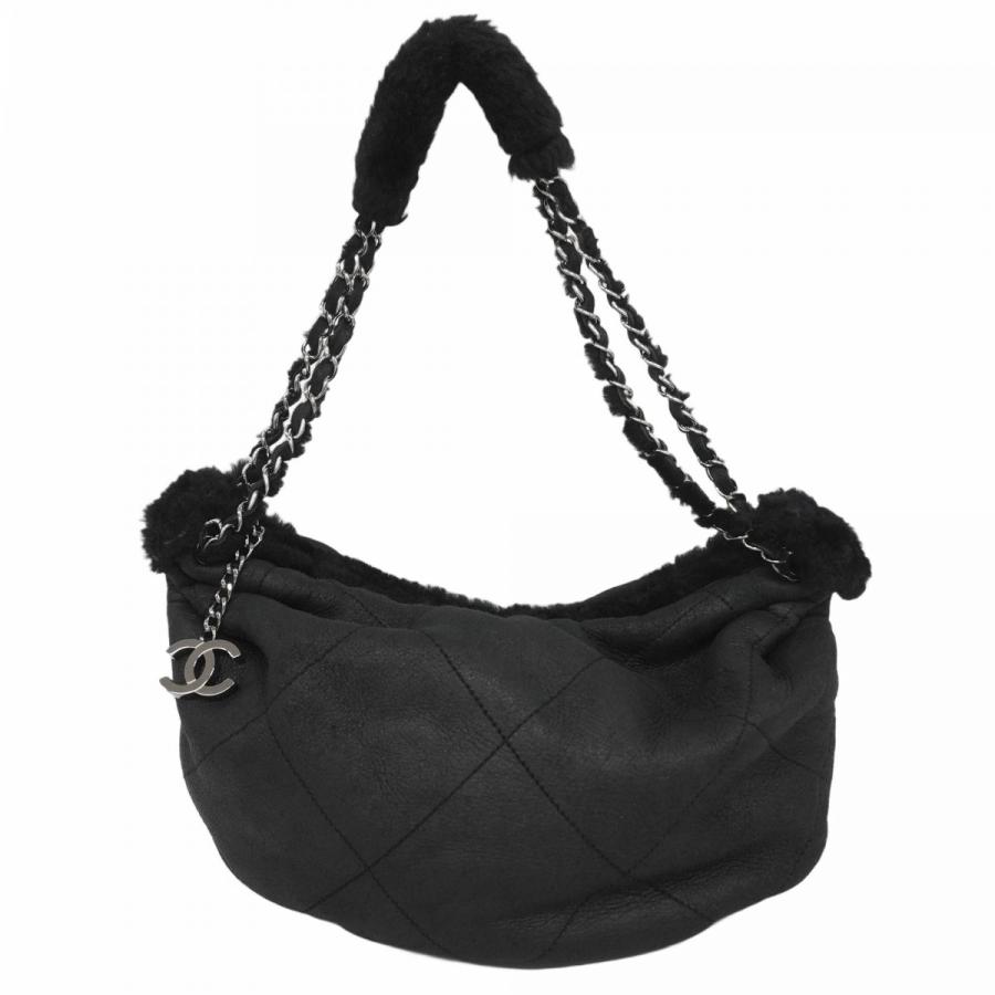 シャネルCHANELムートンチェーンバッグマトラッセブラック