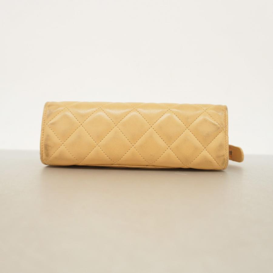 CHANEL 【5ie5810】シャネル ポーチ マトラッセ ラムスキン ベージュ  