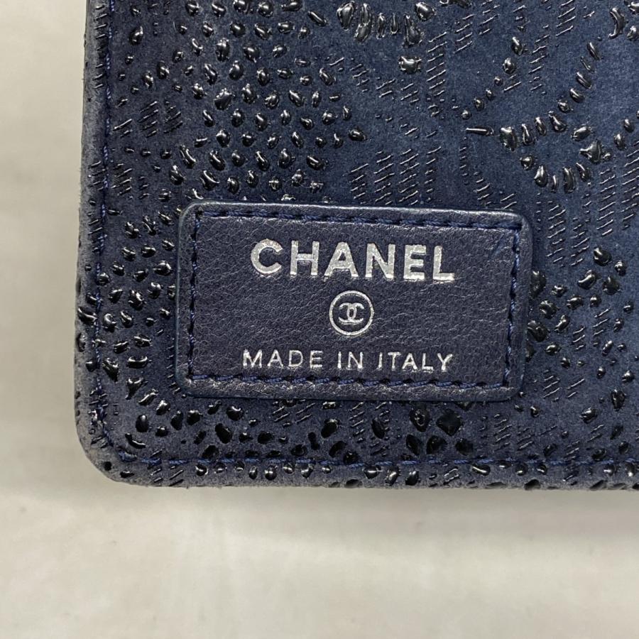 CHANEL 【5ma0606】シャネル 長財布 レザー ネイビー シルバー金具  