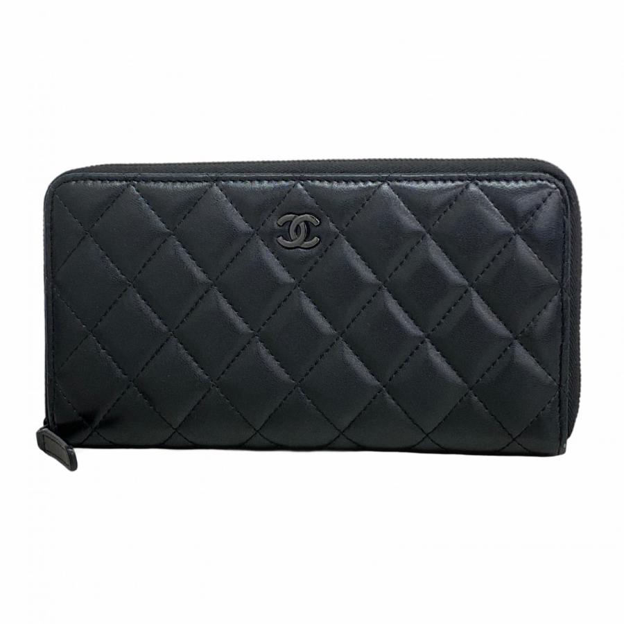 CHANEL 【5ma0958-h】シャネル 長財布 マトラッセ ラムスキン ブラック  