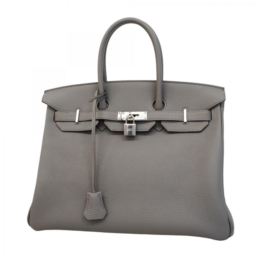 【5pa1223-g-h】エルメス ハンドバッグ バーキン35 トゴ グリメイヤー シルバー金具 K刻印【中古】レディース HERMES（エルメス） ☆SALE【5pa1223-g-h】エルメス ハンドバッグ