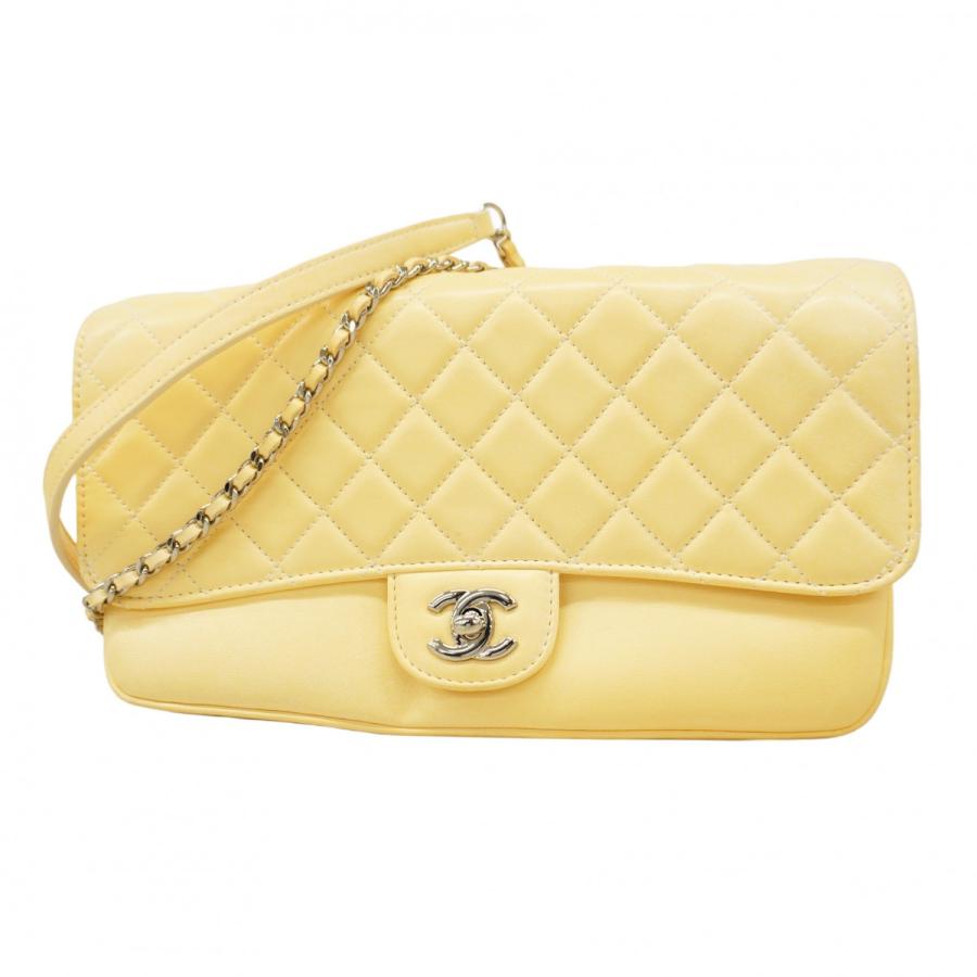 【5pb1899-h】シャネル ショルダーバッグ マトラッセ Wチェーン ラムスキン アイボリー シルバー金具【中古】レディース CHANEL（シャネル） ☆最終価格【5pb1899-h】シャネル ショルダー