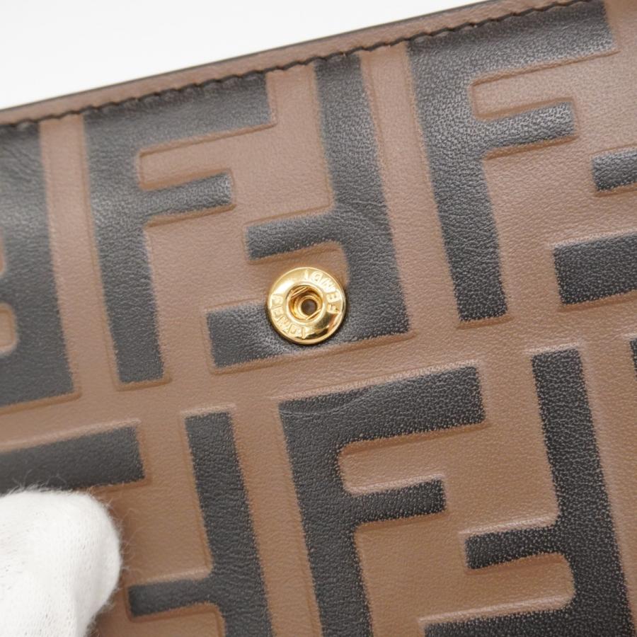 美品✨フェンディ FENDI 二つ折り 財布 ズッカ柄 ブラウン FENDI（フェンディ） 【5pe7085】フェンディ 財布 ズッカ レザー