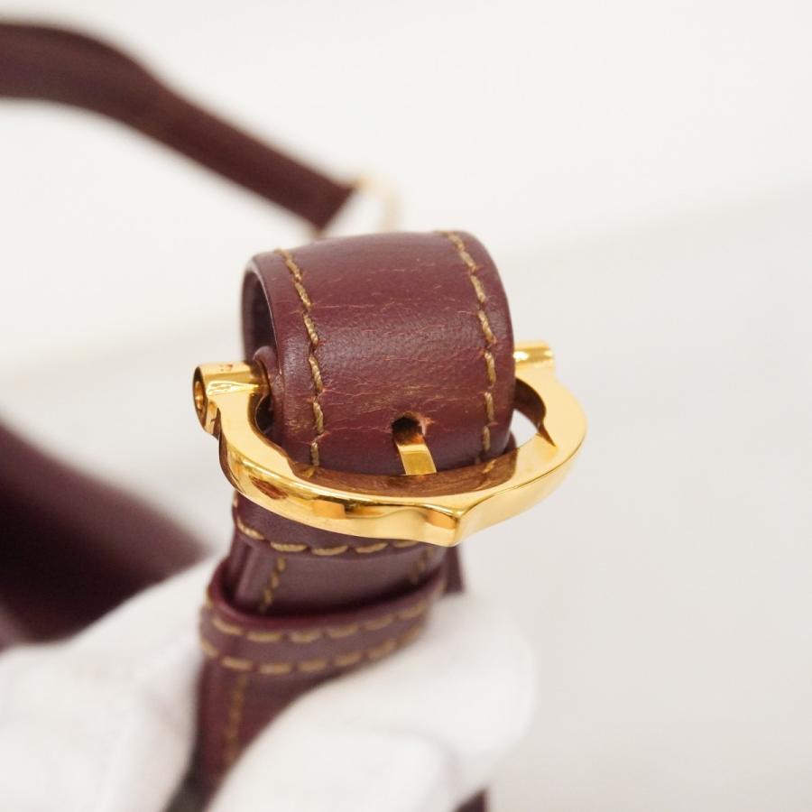 本物 美品 ■ カルティエ ■ マスト ボルドー レザー ゴールド ハンドバッグ Cartier（カルティエ） 【6dd5129】カルティエ ショルダーバッグ