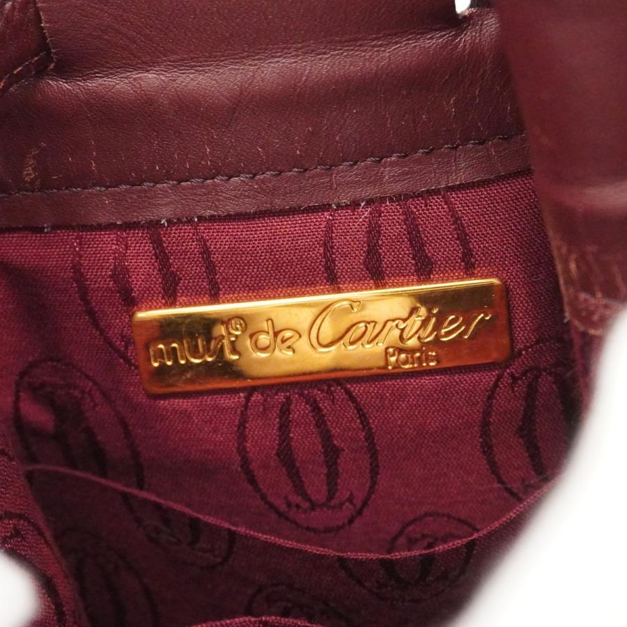 本物 美品 ■ カルティエ ■ マスト ボルドー レザー ゴールド ハンドバッグ Cartier（カルティエ） 【6dd5129】カルティエ ショルダーバッグ