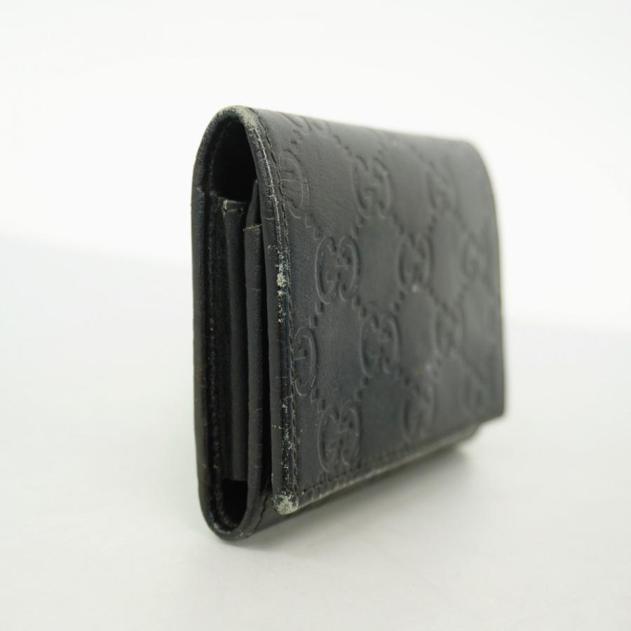 ★SALE【6db2117】グッチ 名刺入れ グッチシマ 120965 レザー ブラック シルバー金具【中古】レディース