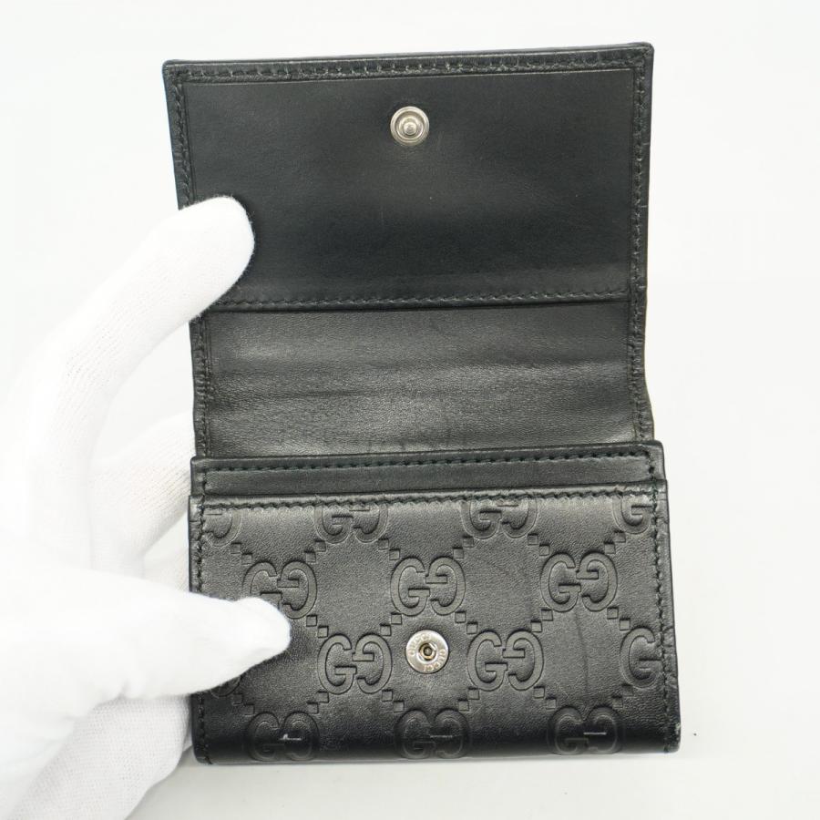 ★SALE【6db2117】グッチ 名刺入れ グッチシマ 120965 レザー ブラック シルバー金具【中古】レディース