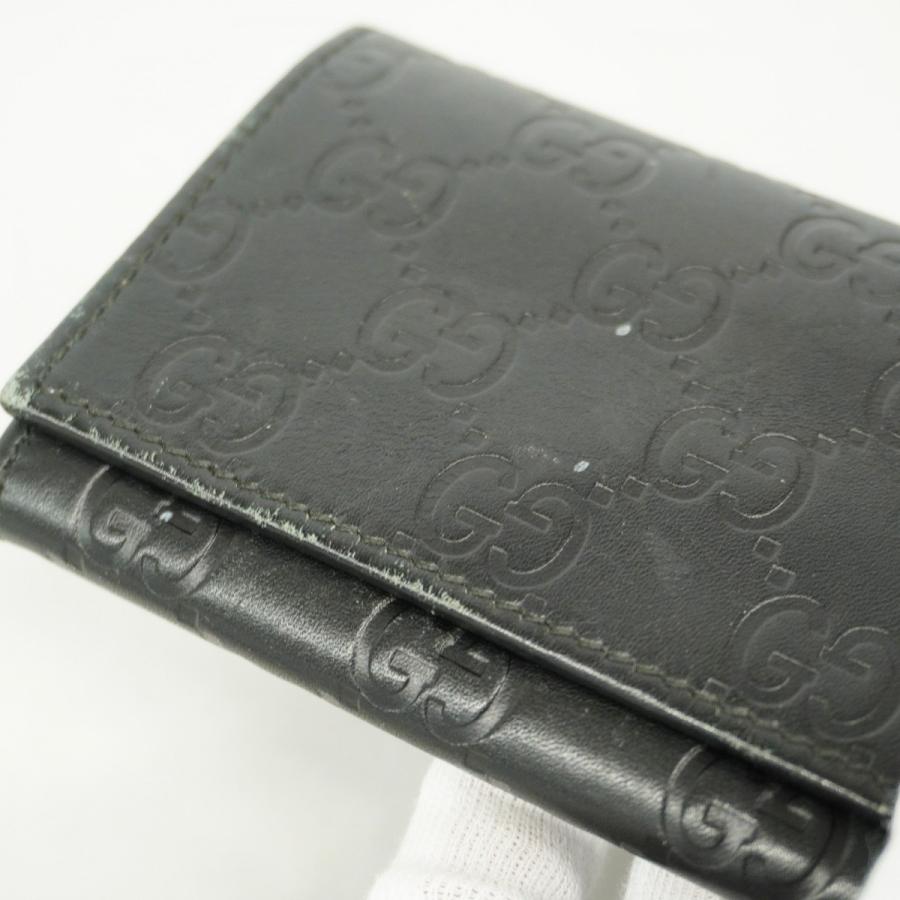 ★SALE【6db2117】グッチ 名刺入れ グッチシマ 120965 レザー ブラック シルバー金具【中古】レディース