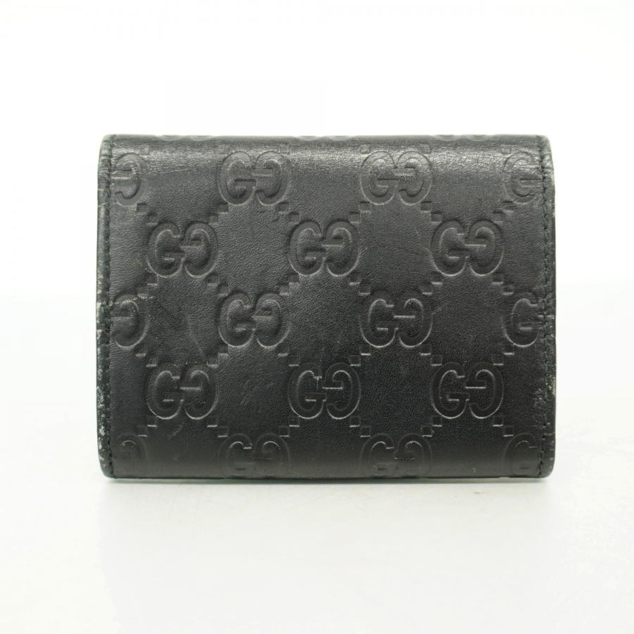 ★SALE【6db2117】グッチ 名刺入れ グッチシマ 120965 レザー ブラック シルバー金具【中古】レディース