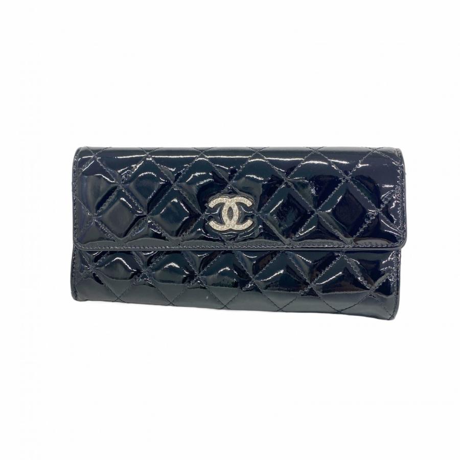 【6dc2341】シャネル 長財布 マトラッセ ブリリアント パテントレザー ブラック シルバー金具【中古】レディース CHANEL（シャネル） ☆最終価格☆SALE【6dc2341】シャネル 長財布