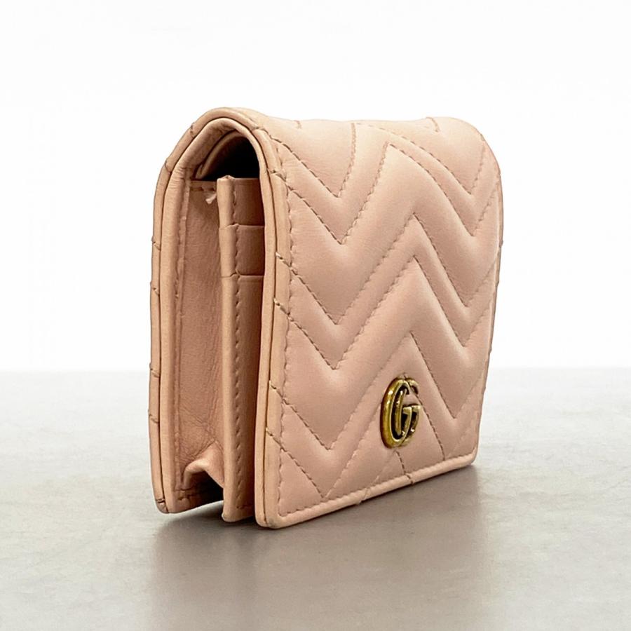 【6dd4724-k】グッチ 財布 GGマーモント 443125 レザー ピンク ゴールド金具【中古】レディース GUCCI（グッチ） 【6dd4724-k】グッチ 財布 GGマーモント 443125