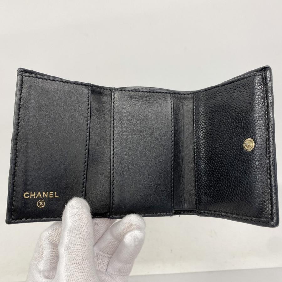 CHANEL 【5gd4388】シャネル 三つ折り財布 ボーイシャネル キャビア  