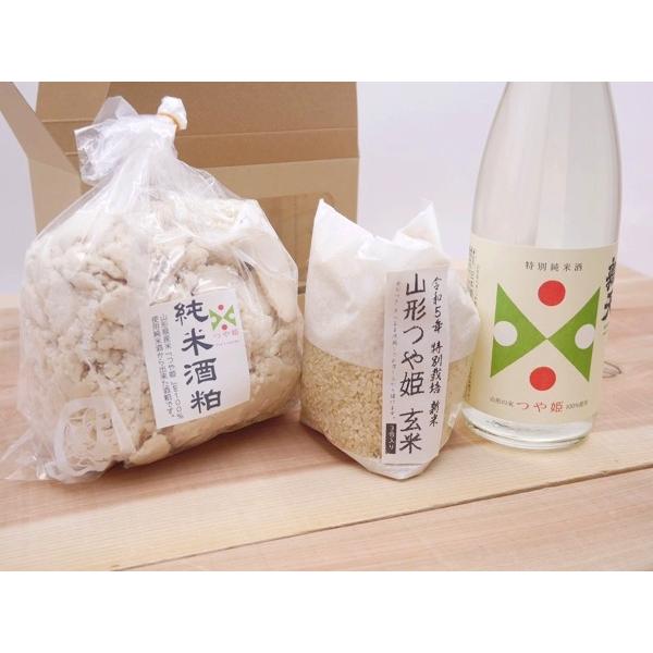 山形つや姫 セット（特別純米酒720ml・純米酒粕1kg・つや姫米 7分づき3合450g） |  | 04