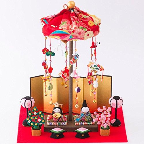 ◆美品◆龍虎堂◆卓上吊るし輪かざり◆わらべ雛◆ちりめん細工◆ リュウコドウ 雛人形 卓上吊るし輪かざり わらべ雛 間口30cm x奥行25cm