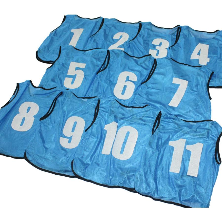 Fungoal ビブス ゼッケン 1-11番 11枚セット 収納袋付き [スカイブルー