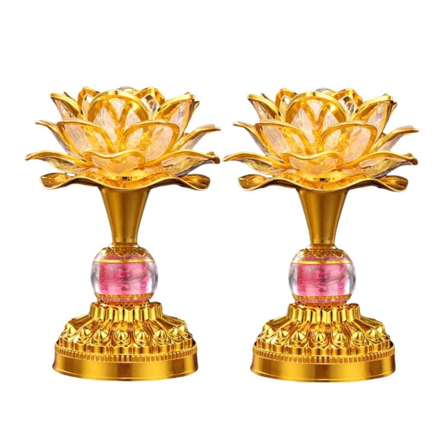 LIN-WELL 蓮華灯 蓮花 蓮の花 造花 光る蓮の花 仏花 ロータス 蓮華 2個
