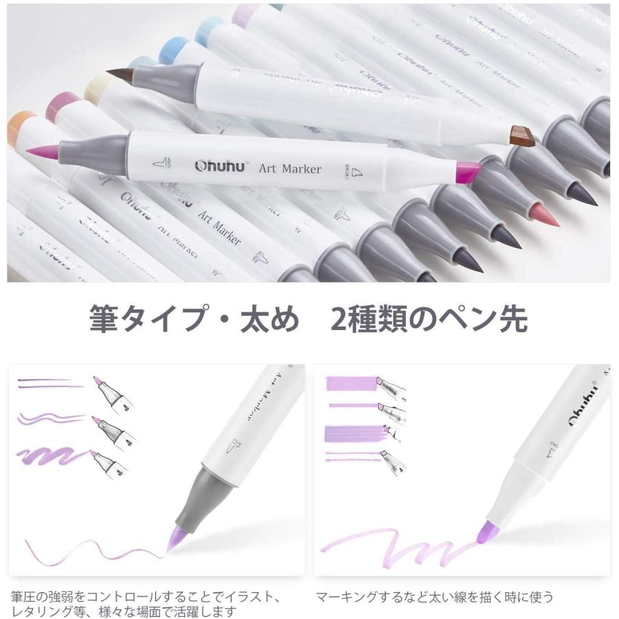 Ohuhu マーカーペン 筆タイプ 168色169本 プロ愛用 パステル