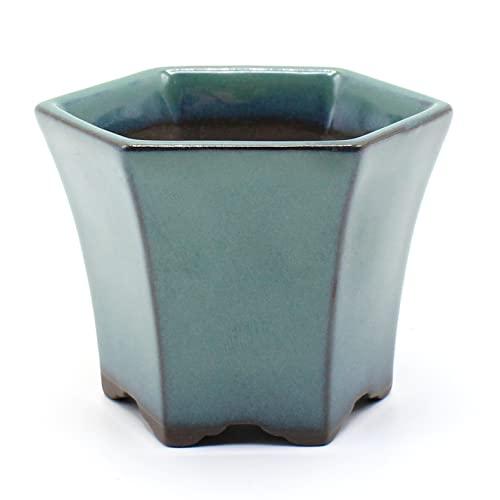 まる うめきち盆栽用品店 ミニ盆栽鉢 2.5号 山野草鉢 六角反鉢 懸崖 小鉢