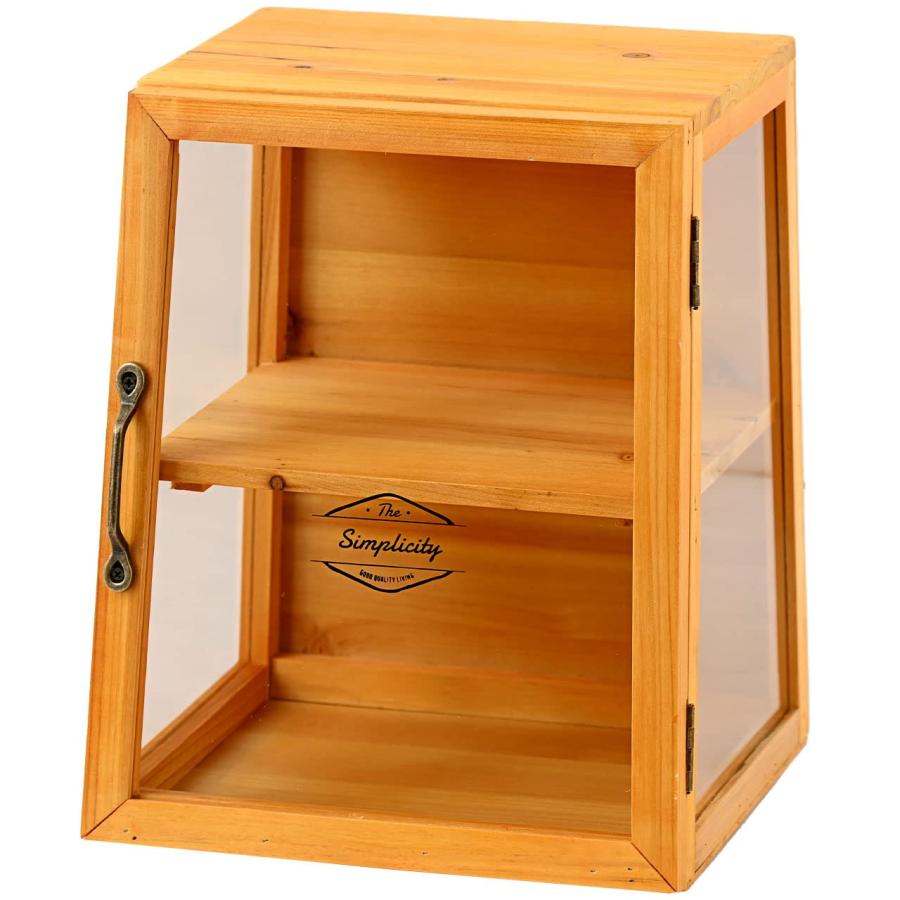 ワイエムワールド 木製 卓上 ショーケース ガラス扉 飾り棚 小物収納