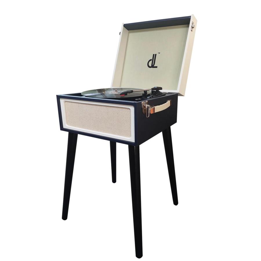 DLITIME レコードプレーヤー 脚付き スピーカー内蔵 BT対応 ヘッドホン