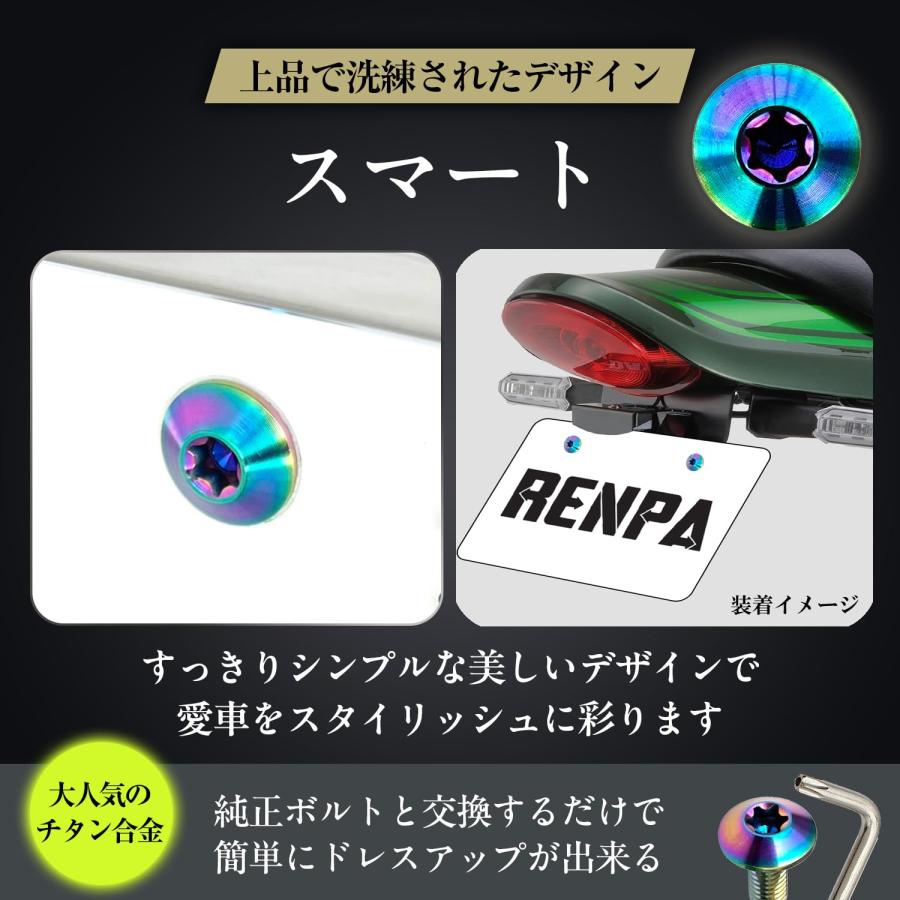 RENPA バイク用 チタン合金製 ナンバープレート専用ボルト スマート