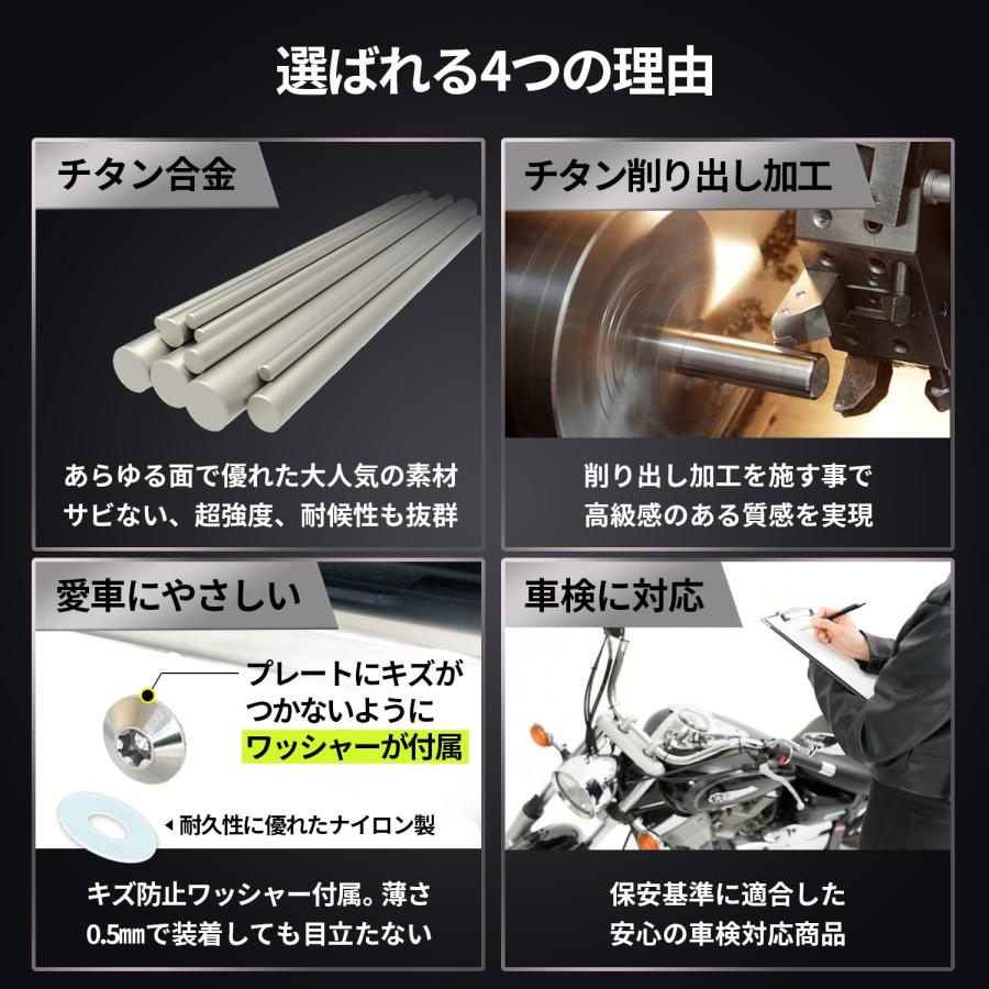 RENPA バイク用 チタン合金製 ナンバープレート専用ボルト スマート