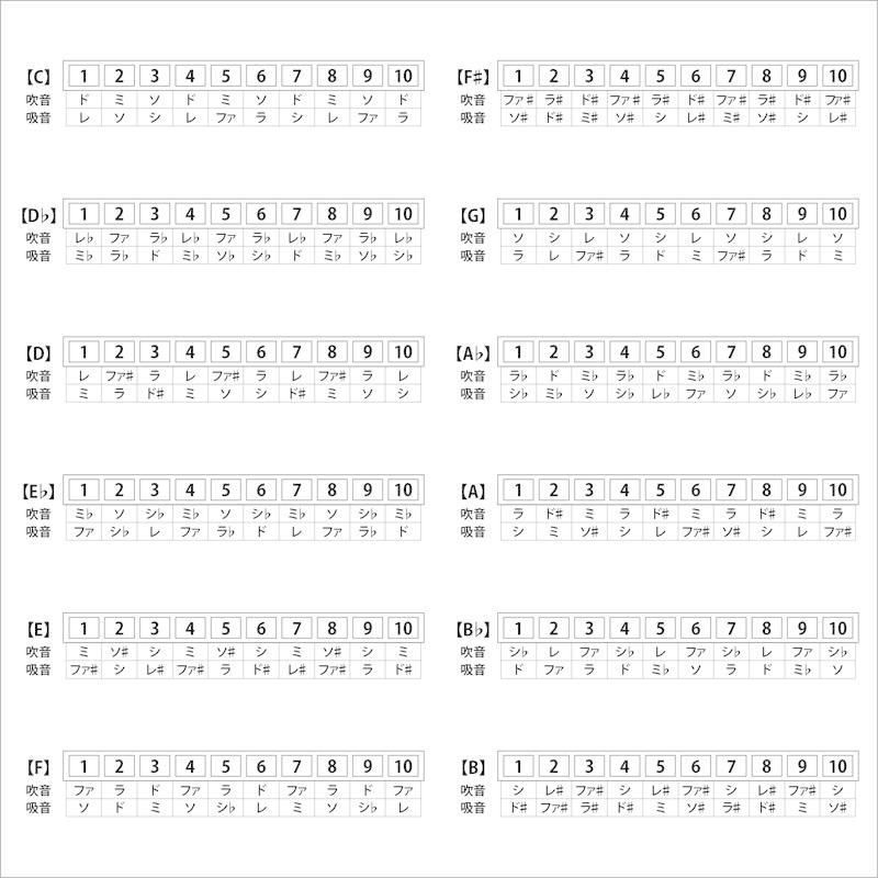 ARIA（アリア） Key=C ブルースハープ ARIA AH-10 テンホールズ