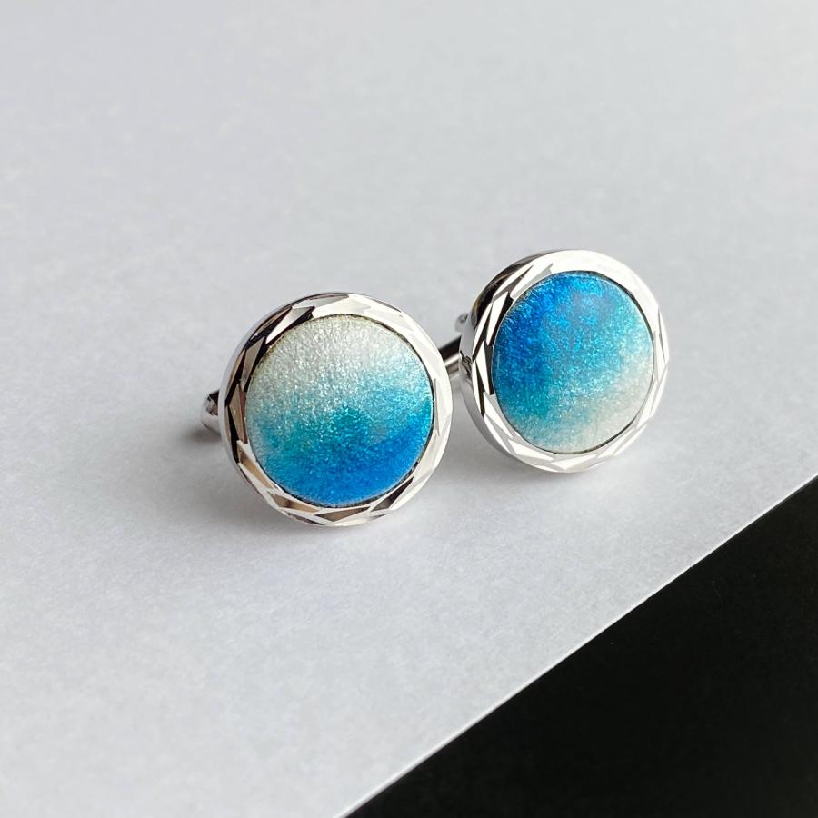 Silver Cufflinks【ターコイズブルー】カフスボタン カフリンクス 純銀 