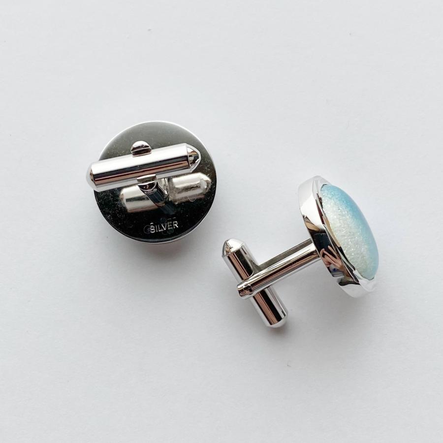 Silver Cufflinks【ターコイズブルー】カフスボタン カフリンクス 純銀 