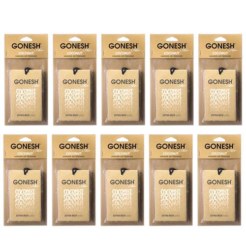 車 芳香剤 GONESH ガーネッシュ ハンキングエアフレッシュナー ココナッツ 10個 ペーパーフレグランス 吊り下げ カーフレグランスペーパー | 