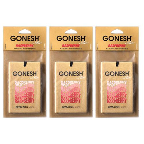 車 芳香剤 GONESH ガーネッシュ ハンキングエアフレッシュナー ラズベリー 3個 ペーパーフレグランス 吊り下げ カーフレグランスペーパー | 