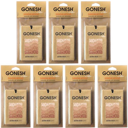 車 芳香剤 GONESH ガーネッシュ ハンキングエアフレッシュナー サンダルウッド 7個 ペーパーフレグランス 吊り下げ カーフレグランスペーパー | GONESH