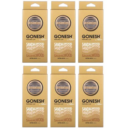 車 芳香剤 GONESH ガーネッシュ エアコンクリップ サンダルウッド 6個