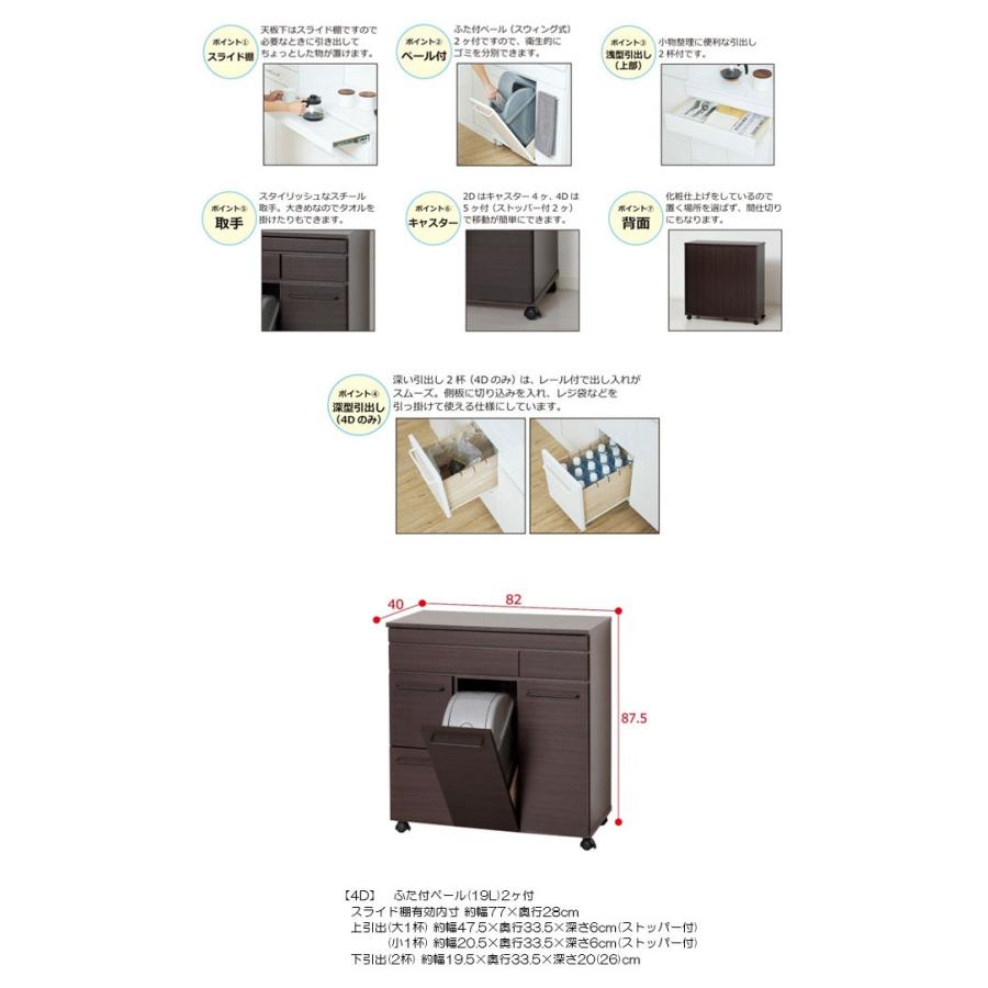 スライドテーブル付ゴミ箱収納4D ダストボックス 分別 ペール2個付属