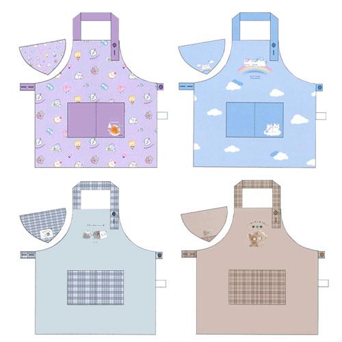 保育士エプロン　3枚セット 楽天市場】エプロン三角巾セット しましまspace グレー 100cm