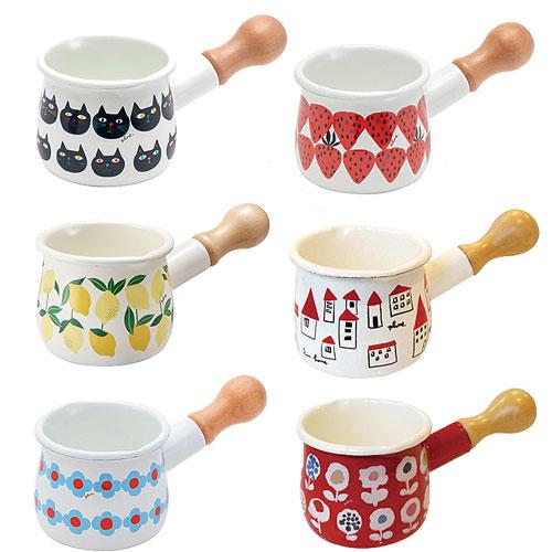 ホーローミルクパン10cm プチミルクパン 片手鍋 木柄 レトロ調