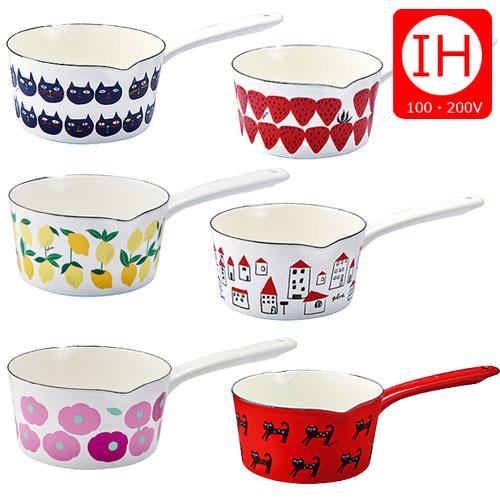 IH対応 ホーロー片手鍋15cm ミルクパン 片手鍋 レトロ調 ホーロー鍋